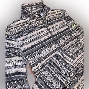 Nike Pro Hyperwarm Dri-Fit Pullover Top Quarter Zip Gray Pixel Fair Isle Medium